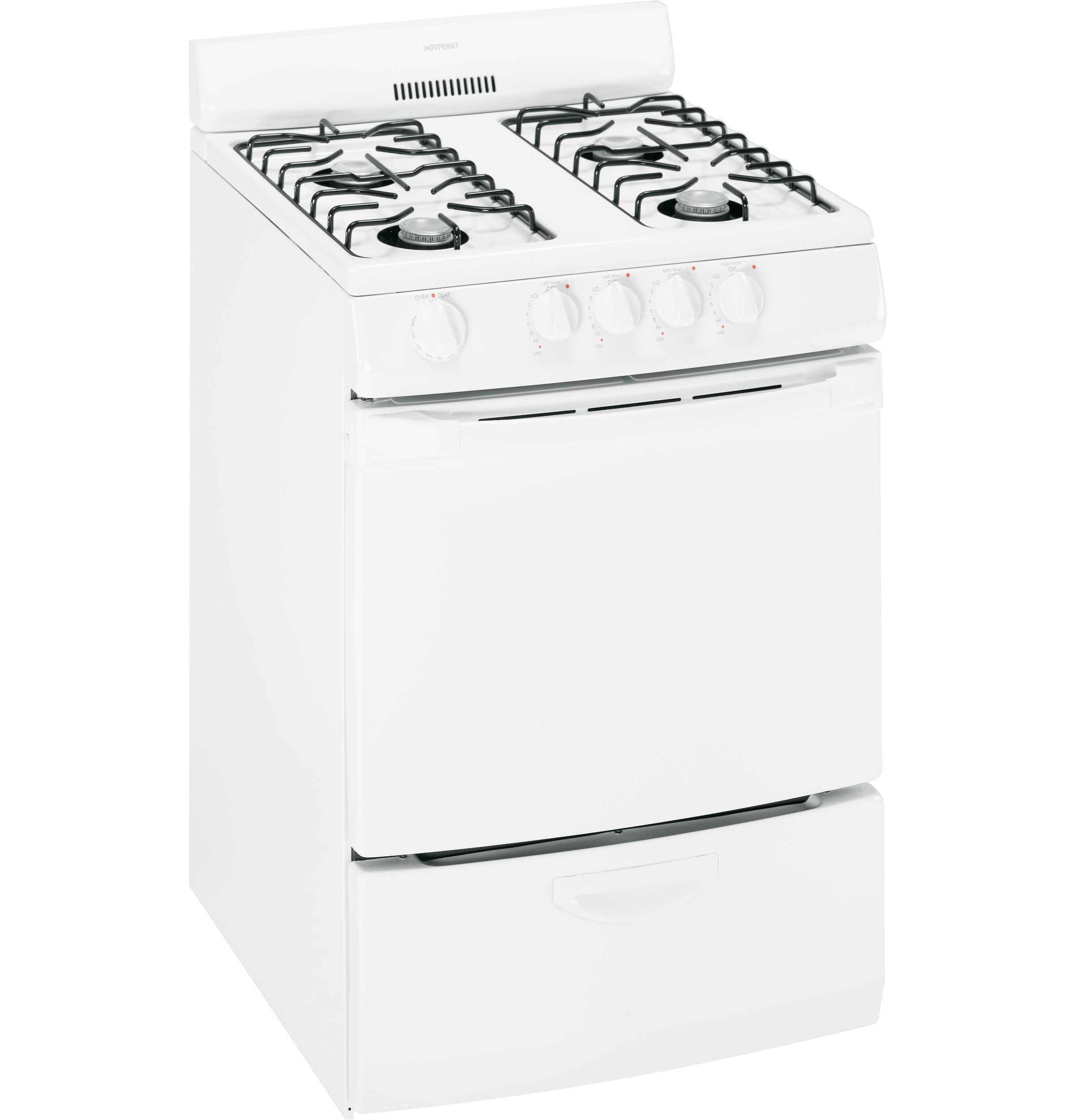 Hotpoint RGA724EKWH Hotpoint 24" Freestanding Gas Range White