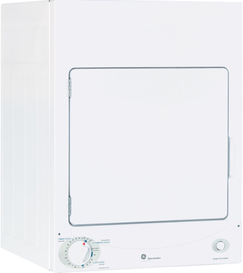 GE DSKS333ECWW 24 Inch Stationary Electric Dryer: White on White