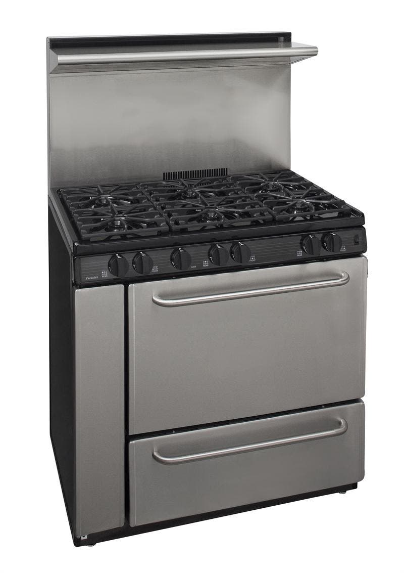 Premier P36S338BP Sealed Burners with 22" Stainless Steel Backguard