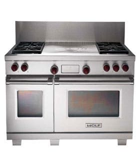 Wolf DF484DC 48" Dual Fuel Double Oven Range