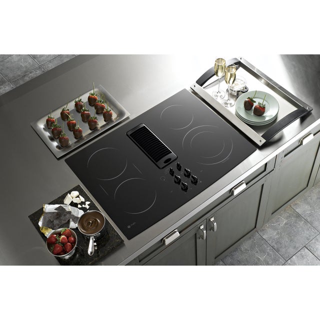 GE PP989DNBB 30" Smoothtop Electric Downdraft Cooktop with 400 ...