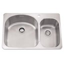 33 1/4" Topmount "D" Combo Bowl Stainless Steel Sink with 1 Faucet Hole & Whisper Quiet Plus Sound Package