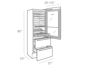 Sub Zero 427RS 27 Inch Built-in Tri Zone Wine/Refrigerator Storag...