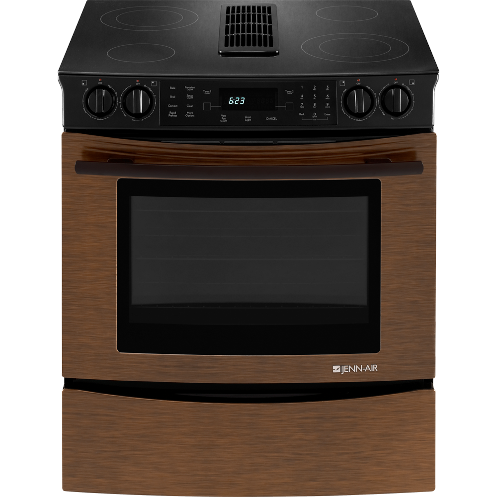 Jenn Air JES9800CAR 30" SlideIn Electric Downdraft Range with Convection Oiled Bronze