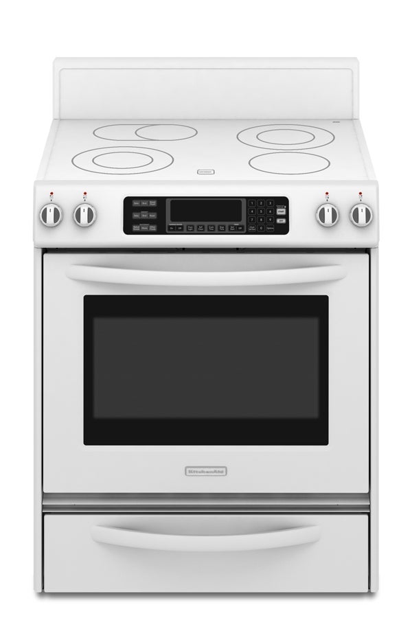 KitchenAid KERS807SWW 30" Freestanding Electric Range with 4 Radiant