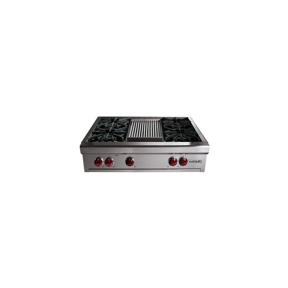 Wolf RT366 36" ProStyle Gas Rangetop with 6 Dual Brass Open Burners
