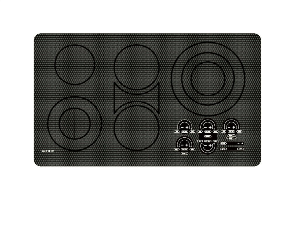 Wolf CT36EU 36" Smoothtop Electric Cooktop with 5 Heating Elements, 9