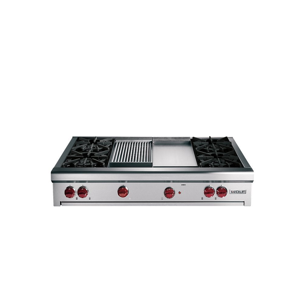 Wolf RT484DG 48" ProStyle Gas Rangetop with 4 Dual Brass Open Burners