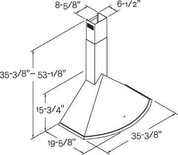 Zephyr ZPAM90S 36" Wall Mount Chimney Hood