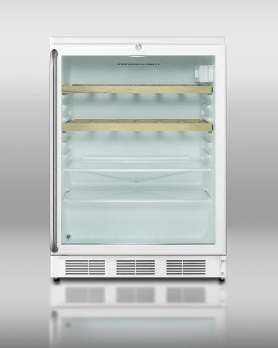 Summit SCR600LSHWO Stainless Handle with Wooden Wine Shelves