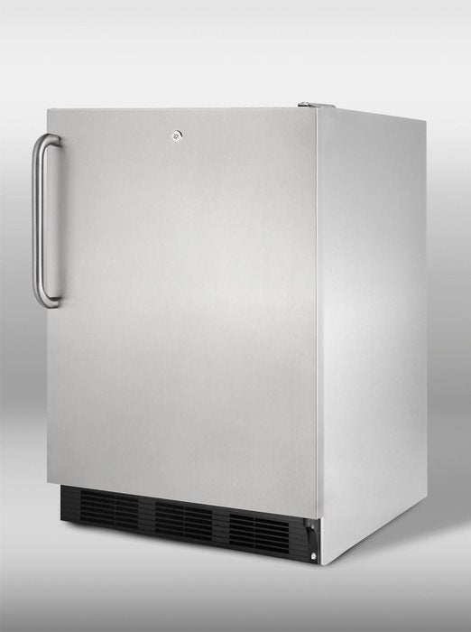 Summit FF7LBLCSS24" Builtin Compact Refrigerator with Adjustable Glass...
