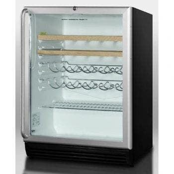 Summit SWC6GBLADABISHWO Stainless Handle with Wooden Wine Shelves