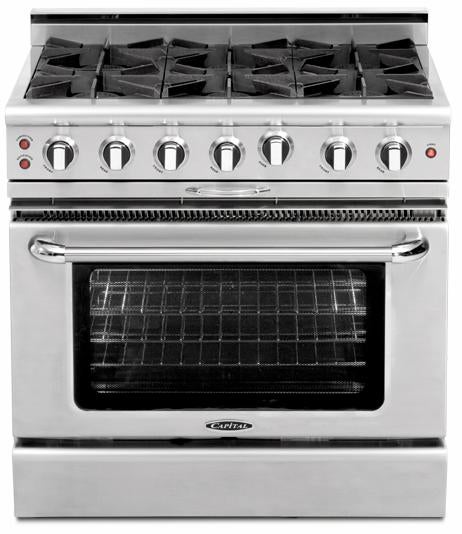 Capital Indoor CGMR362B2N 36" Pro-Style Gas Range with 4 Open Burners, True ...