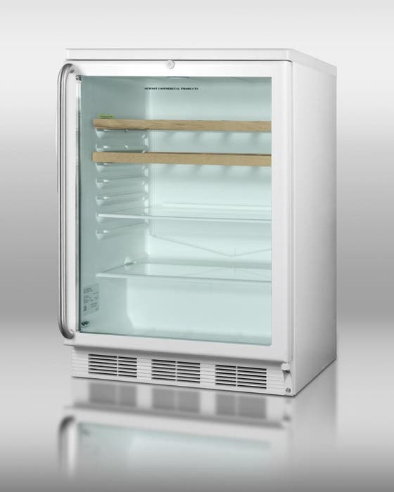 Summit SCR600LSHWO Stainless Handle with Wooden Wine Shelves
