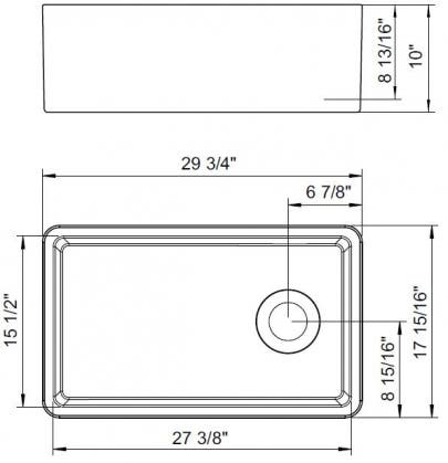 Marvel FS183010 30" Undermount Single Bowl Ceramic Sink