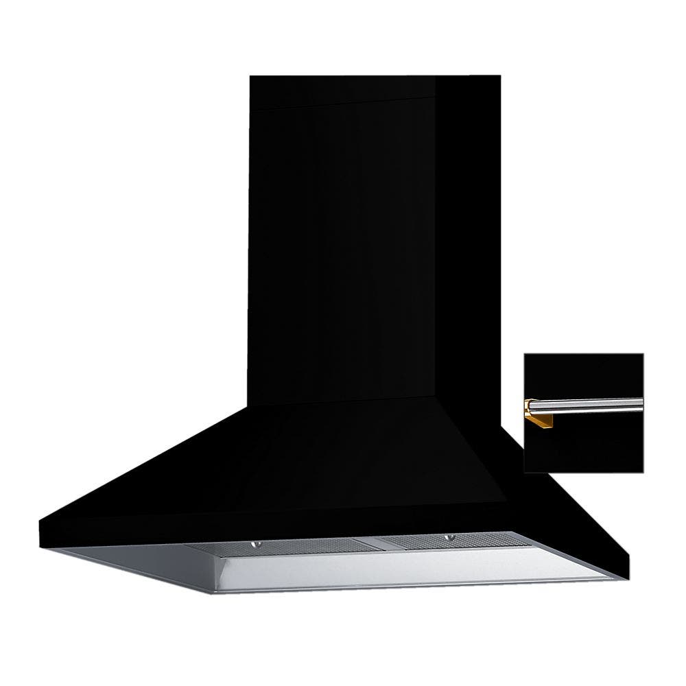 Viking DCH3042BKBR Black with Brass Accent Rail