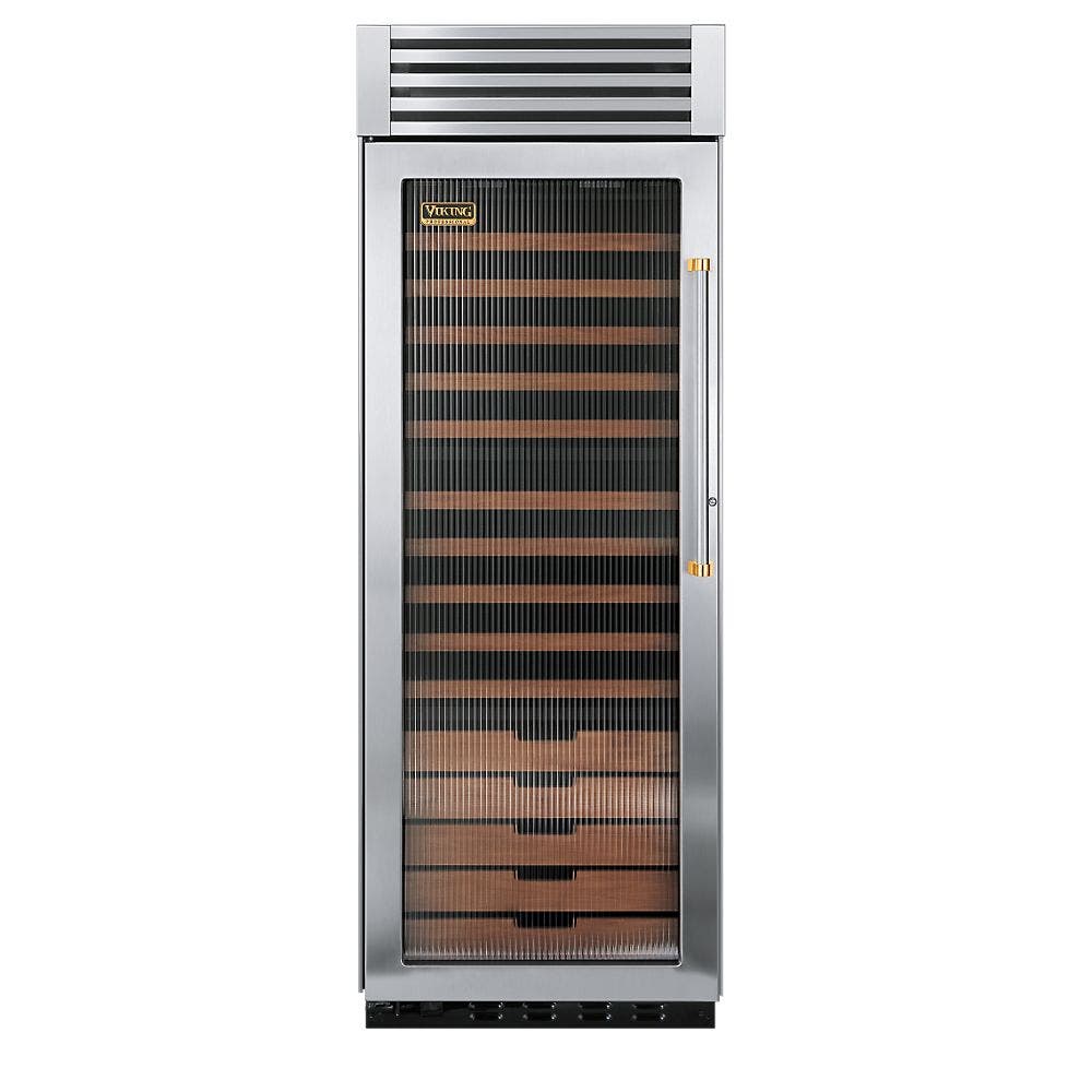Viking VCWB300FLSSBR Fluted Glass Door with Brass Accent
