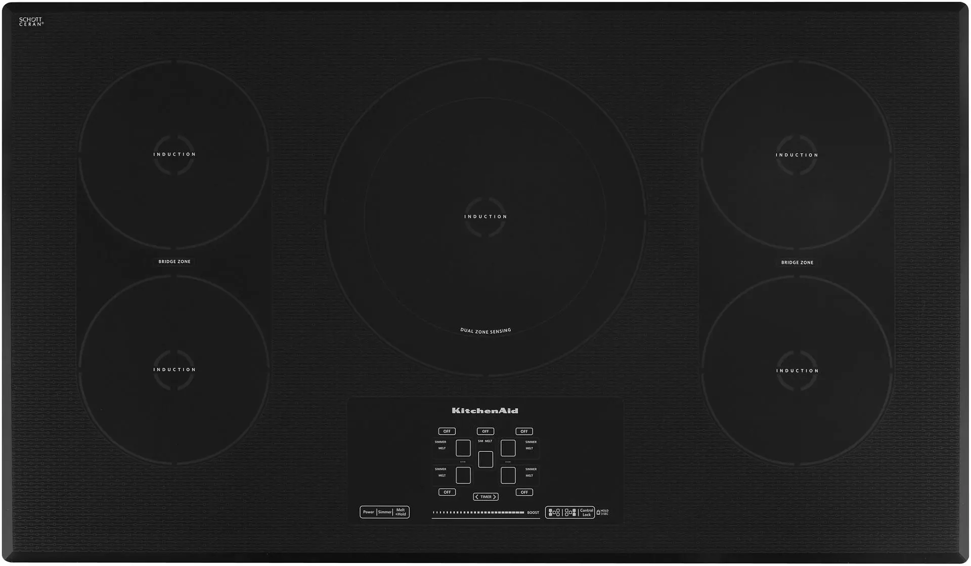 KitchenAid KICU569XBL 36 Inch 5 Element Electric Cooktop Black