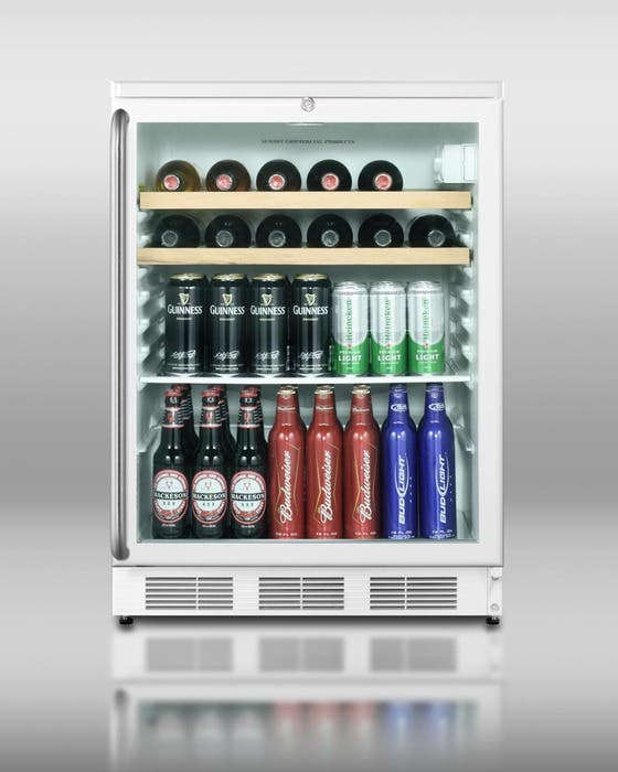 Summit SCR600LSHWO Stainless Handle with Wooden Wine Shelves