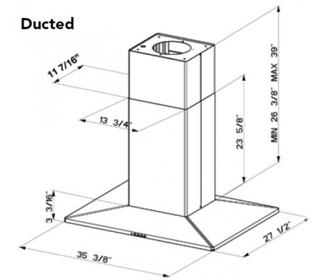 Faber DIAMIS36SS 36" Diamante Isola Island Chimney Hood