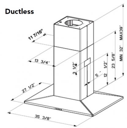 Faber DIAMIS36SS 36" Diamante Isola Island Chimney Hood