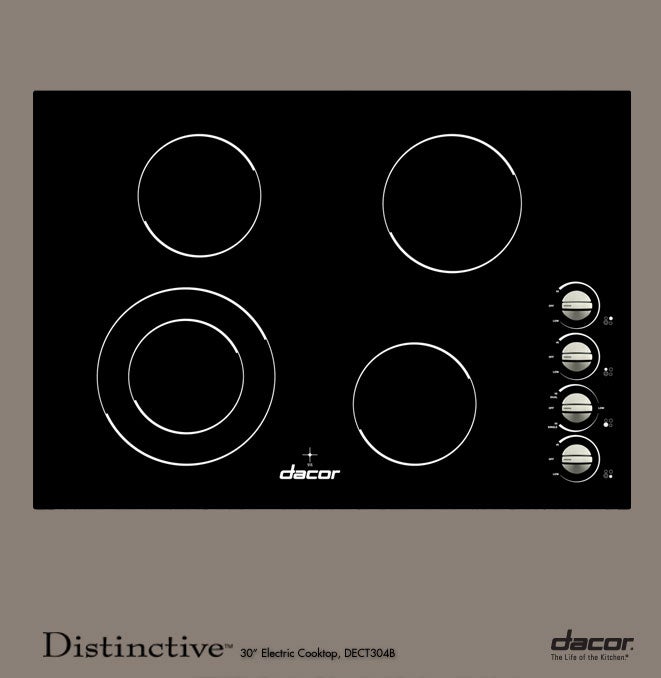 Dacor DECT304B 30" Smoothtop Electric Cooktop with 4 Radiant Elements