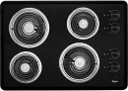 30 Inch Electric Cooktop with 4 Elements, Stainless Steel Surface, Coil Elements, Dishwasher-Safe Knobs, Push-To-Turn Control Knobs, Hot Surface Indicator Light, Chrome Drip Bowls, and SpillGuard™