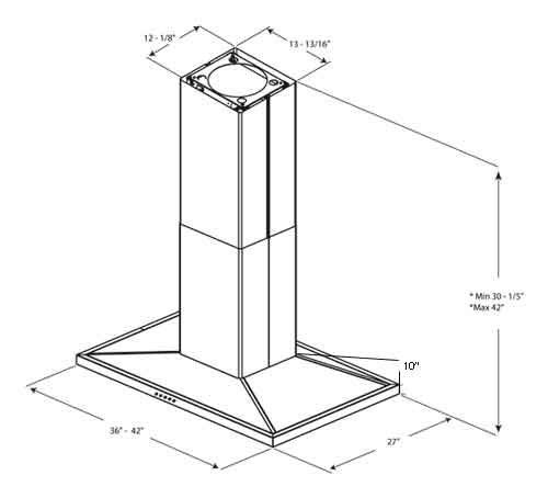 Elica EEG636SS 36 Inch Island Mount Chimney Range Hood