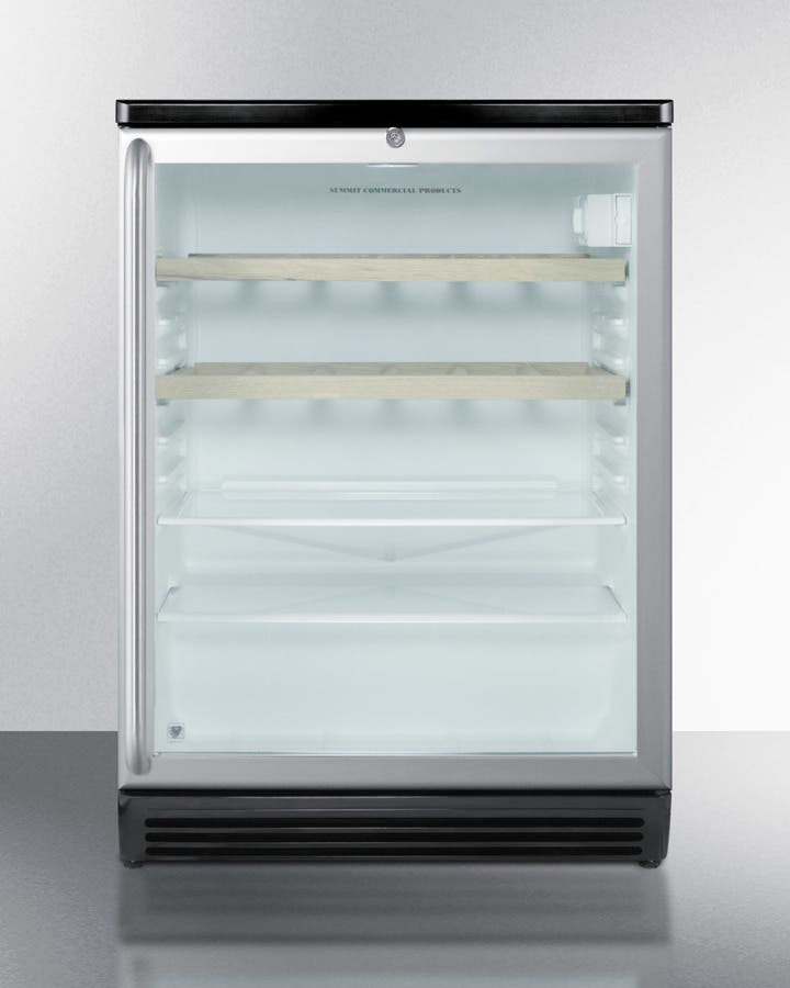 Summit SCR600BLBISHWO Full Towel Bar with Wooden Shelves