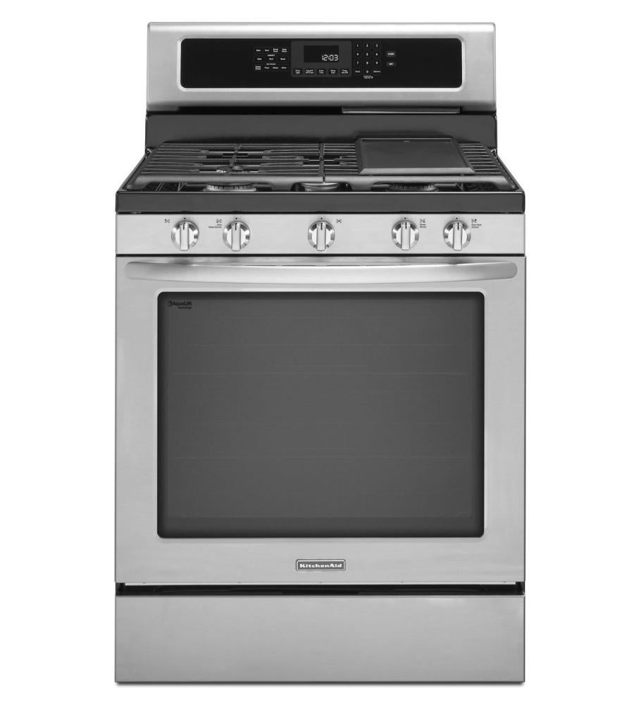 KitchenAid KGRS303BSS 30" Freestanding Gas Range with 5 Burners, 5.8 cu