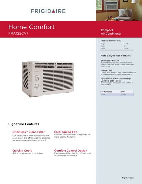 Frigidaire FRA122CV1 12,000 BTU Window Air Conditioner