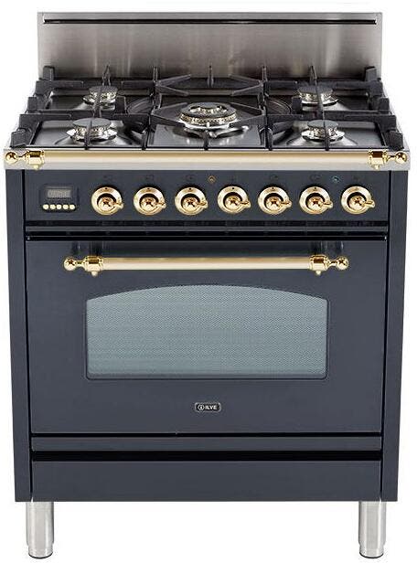 Ilve UPN76DVGGM Matte Graphite, Brass Trim