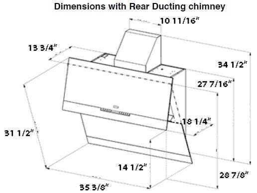 Faber 1100166583 36 Inch Mirror Wall Mount Chimney Range Hood