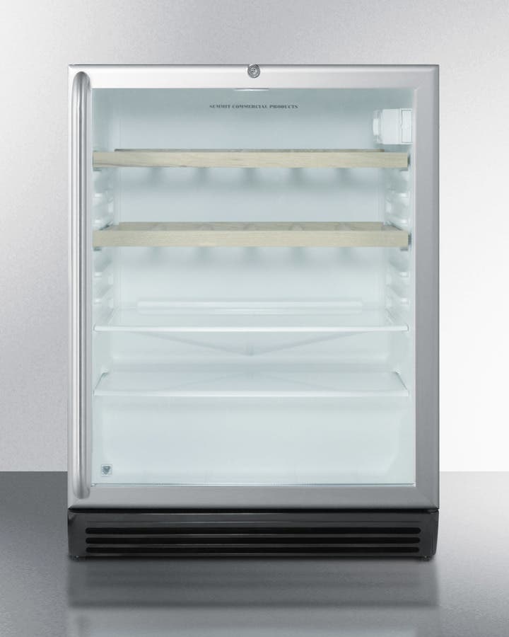 Summit SCR600BLBISHWOADA Full Towel Bar with Wooden Shelves