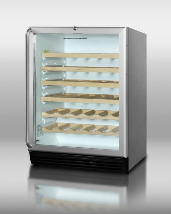Summit SCR600BLCSSRCADA Stainless Cabinet, Towel Bar, Wooden Shelves