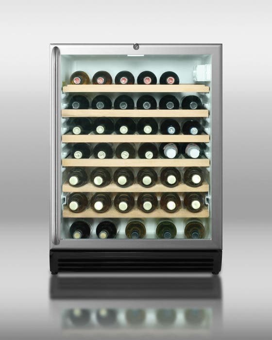 Summit SCR600BLCSSRCADA Stainless Cabinet, Towel Bar, Wooden Shelves