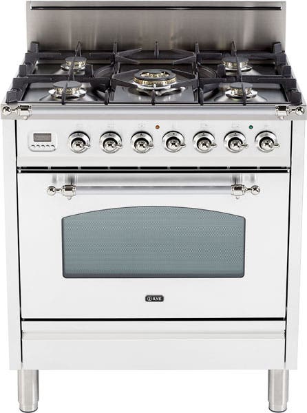 Ilve UPN76DVGGBX True White, Chrome Trim