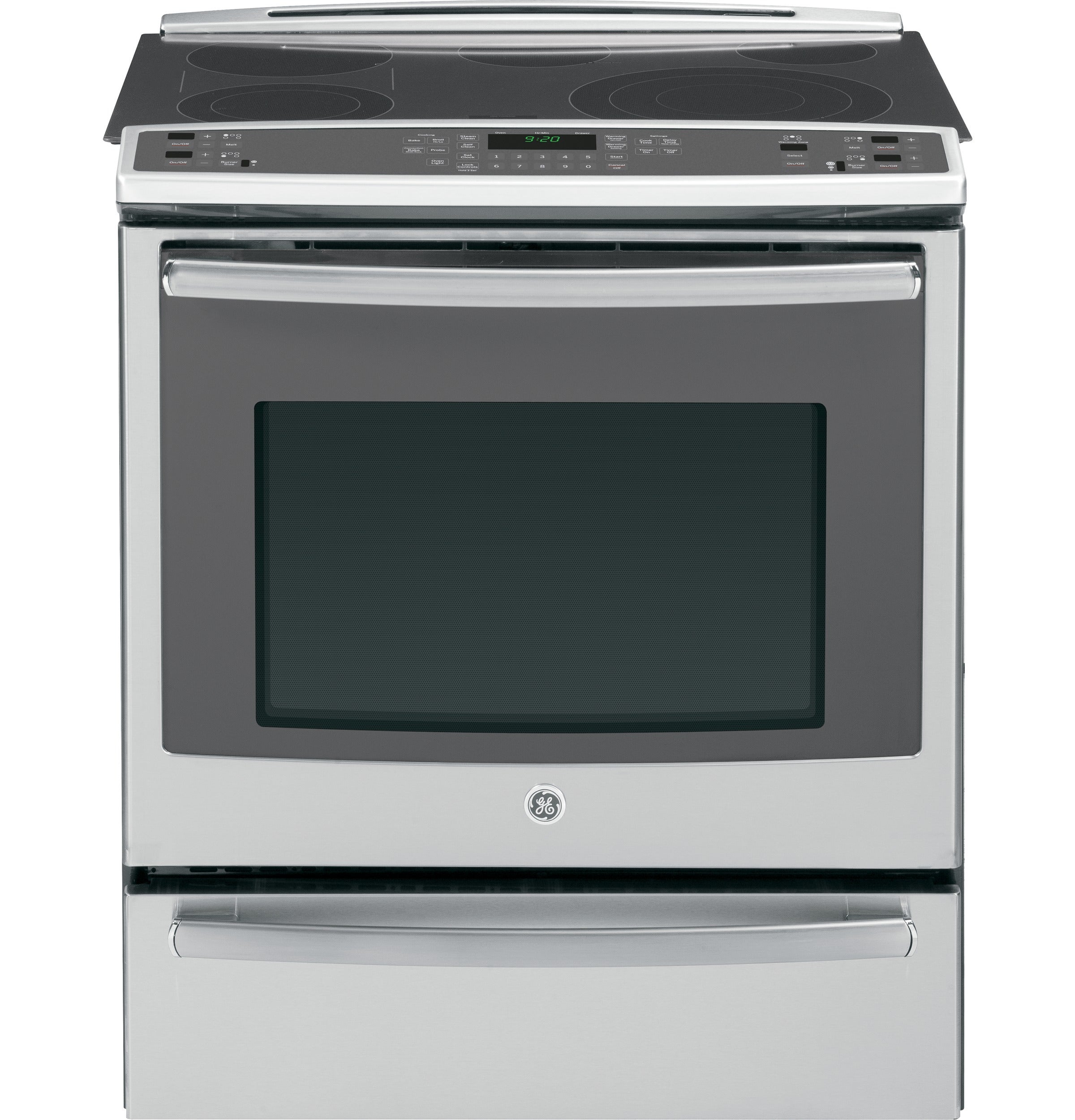 GE JS750SFSS 30 Inch Slidein Electric Range with 5 Smoothtop Elements