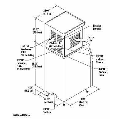 Scotsman C0330 Prodigy Air Cooled Ice Cuber 350 Pounds - Small Cu...