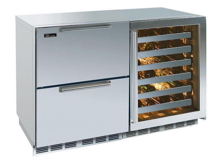 Perlick HP48RWS53L Stainless Drawers/ Stainless Framed Glass Left Hin