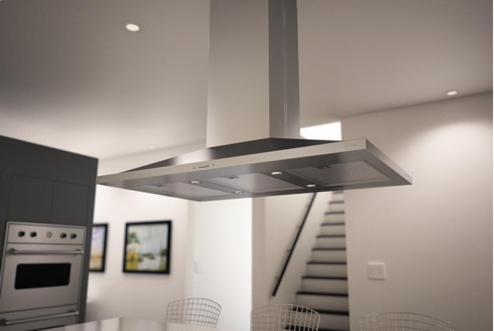 Zephyr ZAZE42BS 42 Inch Island Mount Chimney Pro Range Hood
