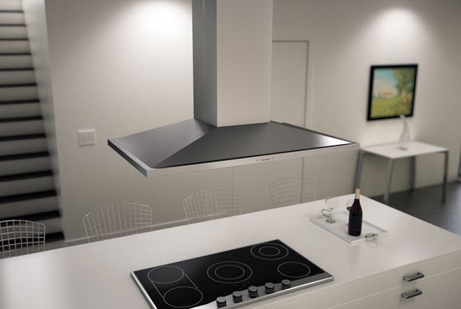 Zephyr ZAZE42BS 42 Inch Island Mount Chimney Pro Range Hood