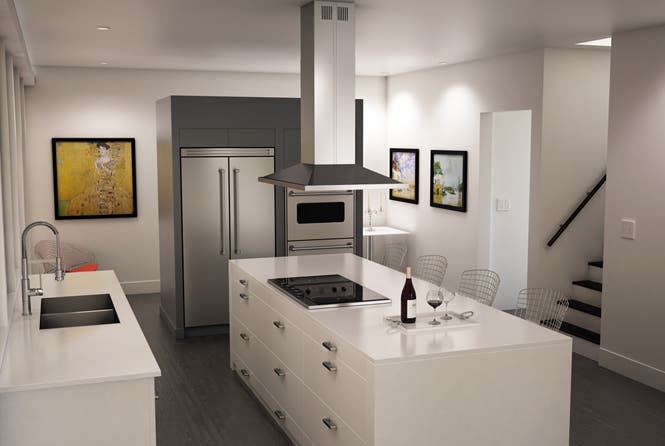 Zephyr ZAZE42BS 42 Inch Island Mount Chimney Pro Range Hood