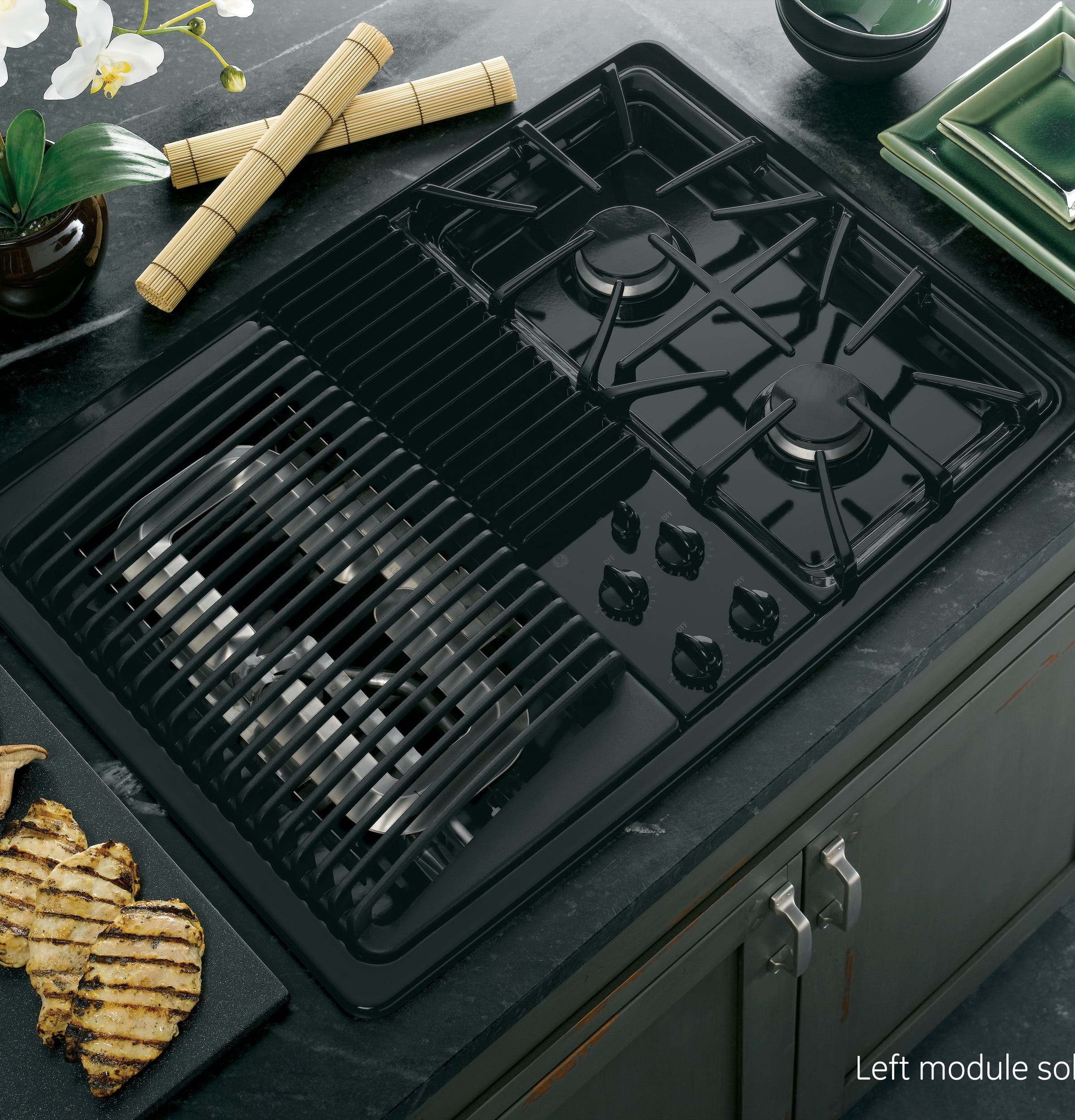 GE PGP990DEFBB 30" Gas Downdraft Modular Cooktop
