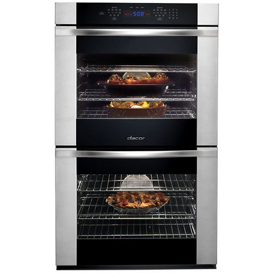 Dacor RNOV227B Black Glass, Vertical Stainless Steel Trim, Brushe...