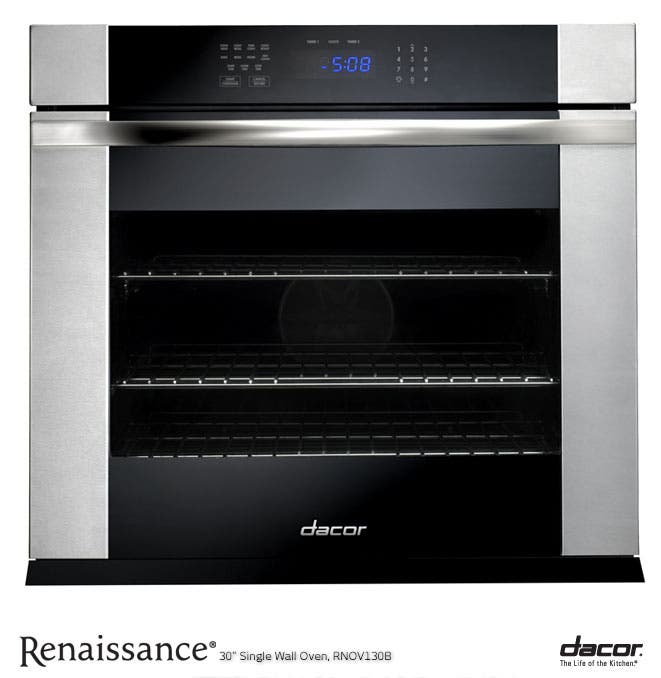 Dacor RNOV130B Black Glass with Vertical Stainless Steel Trim and...