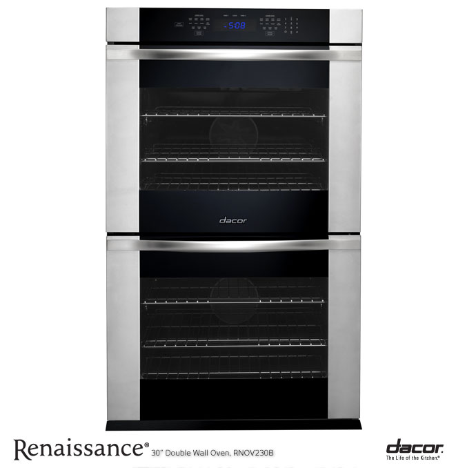 Dacor RNOV230B Black Glass with Vertical Stainless Steel Trim and...