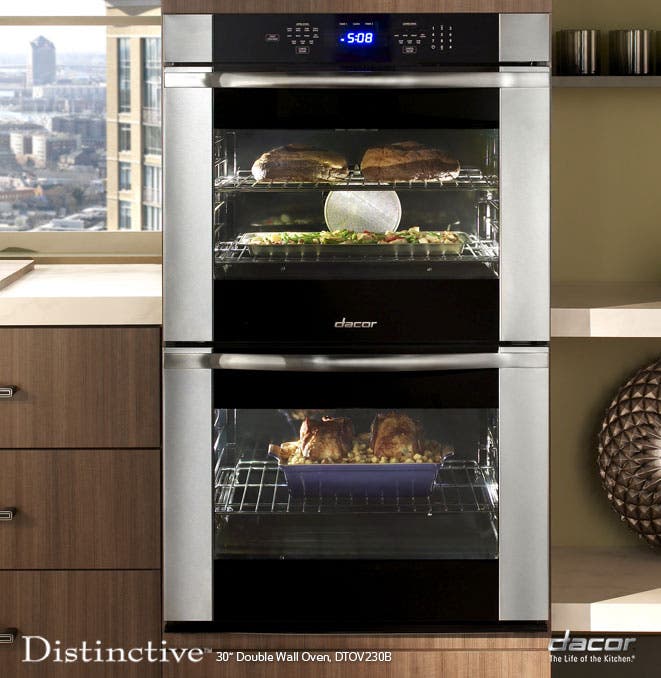 Dacor DTOV230B Black Glass with Vertical Stainless Steel Trim and...