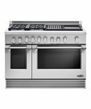 48" Pro-Style Slide-In Dual Fuel Range with 4 Sealed Burners, 6.7 cu. ft. Self-Cleaning Oven, 5 Adjustable Extension Telescopic Racking System, 18,000 BTU Griddle and 12,000 BTU Grill
