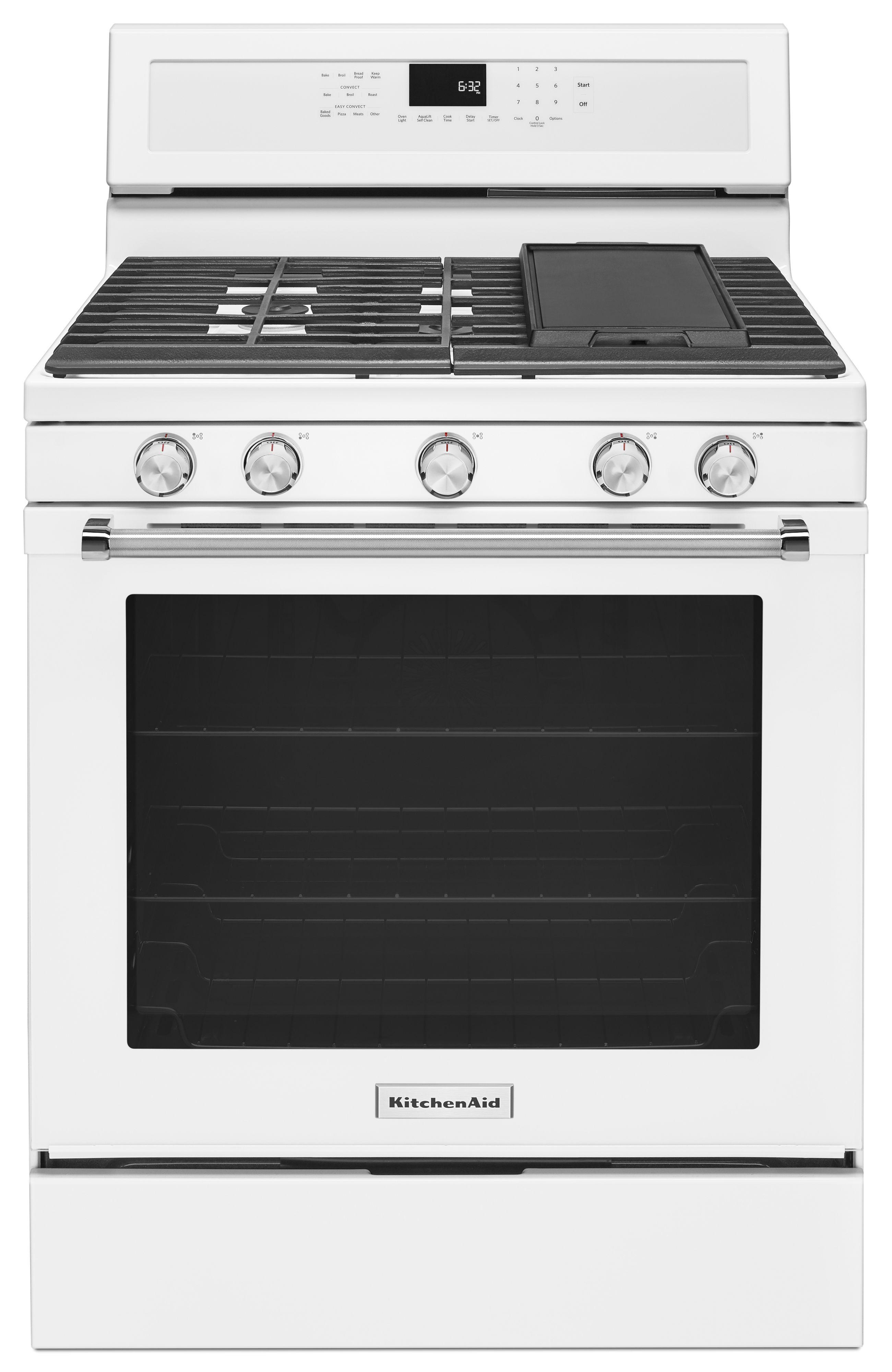 KitchenAid Gas Range (KFGG500EWH) - White KitchenAid Gas Range (KFGG500EWH) - White